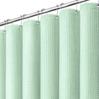 Dynamene Waffle Shower Curtain 256 GSM Heavy Duty Fabric 72x72 Beige/Khaki