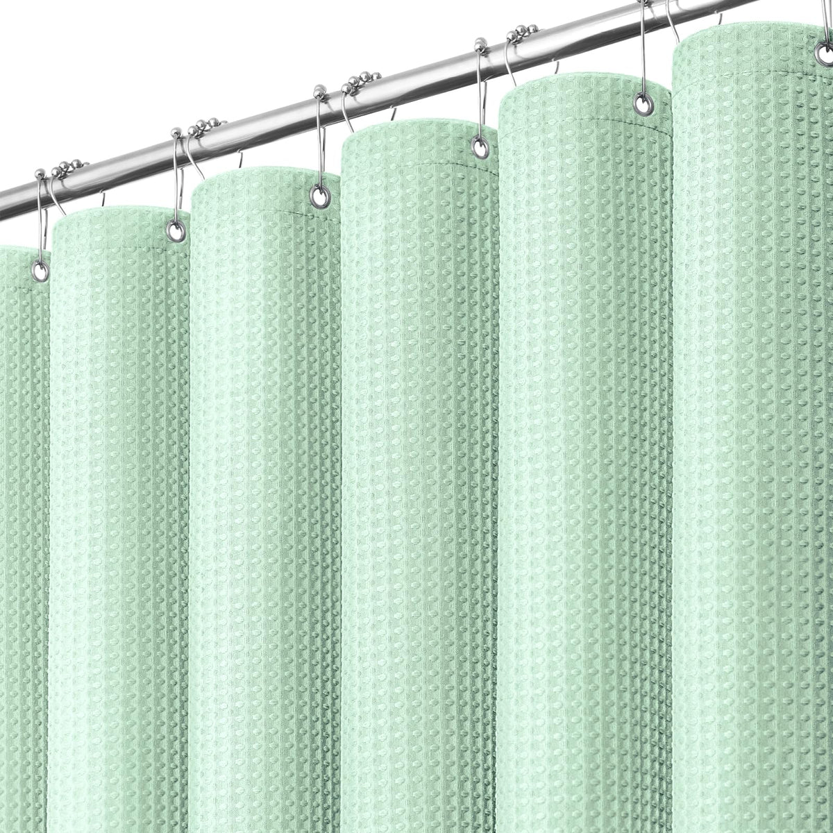 Dynamene Waffle Shower Curtain 256 GSM Heavy Duty Fabric 72x72 Beige/Khaki