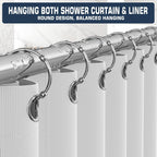 Shower Curtain Rings, Rust-Resistant Metal Curtain Hooks for Bathroom, Glide Smoothly on Curtain Rod, Loose Leaf Rings Set of 12, Zinc Alloy Nickel