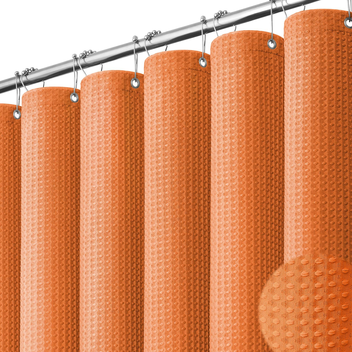 Dynamene Waffle Shower Curtain 256 GSM Heavy Duty Fabric 72x72 Beige/Khaki