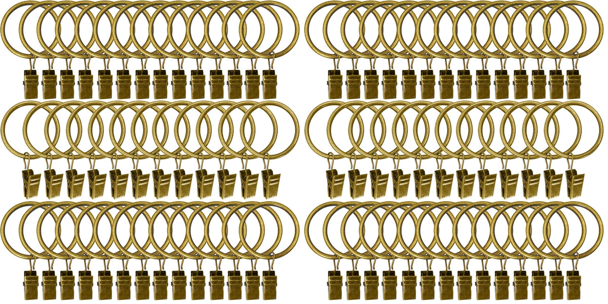 40 Pack Curtain Rings with Clips, Drapery Clips with Rings, Drapes Rings 1.26 in Interior Diameter, Fits up to 1 in Curtain Rod, Black