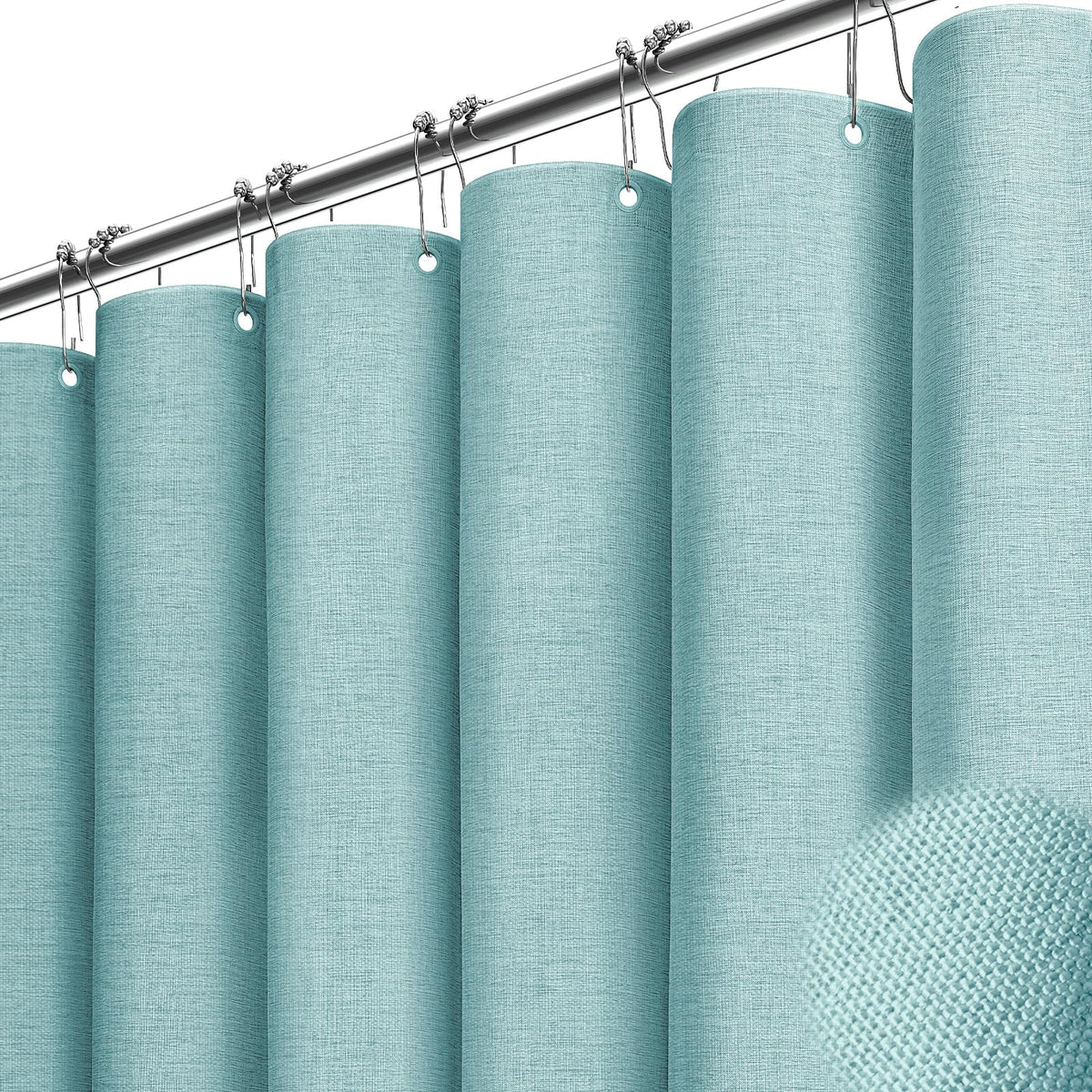 BTTN Beige Linen Textured Waterproof Cloth Shower Curtain Set, 72x72, Cream