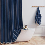 BTTN Cream Boho Farmhouse Linen Heavy Duty Shower Curtain Set, 72x72, Beige