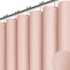 BTTN Beige Linen Textured Waterproof Cloth Shower Curtain Set, 72x72, Cream
