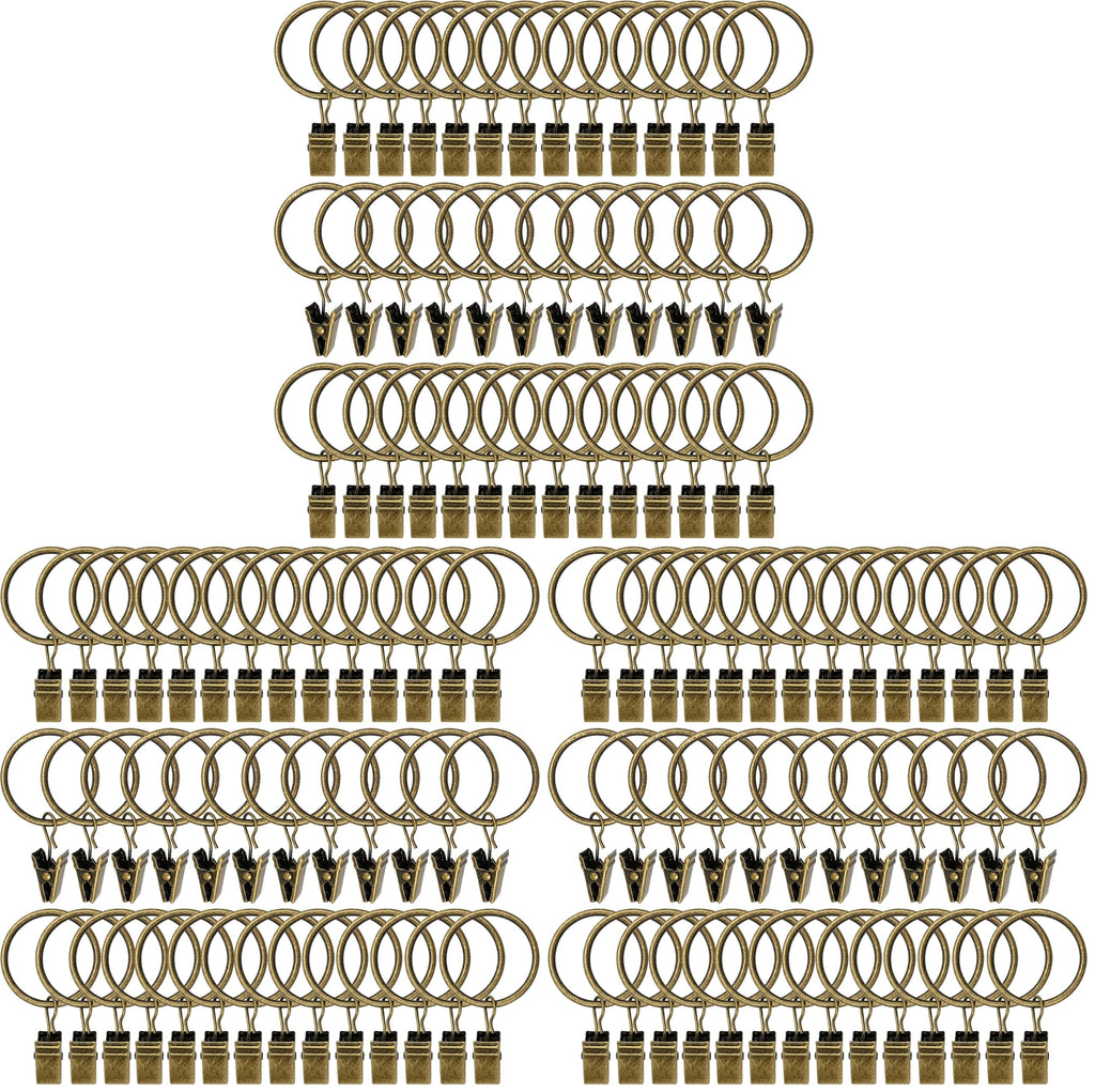 40 Pack Curtain Rings with Clips, Drapery Clips with Rings, Drapes Rings 1.26 in Interior Diameter, Fits up to 1 in Curtain Rod, Black