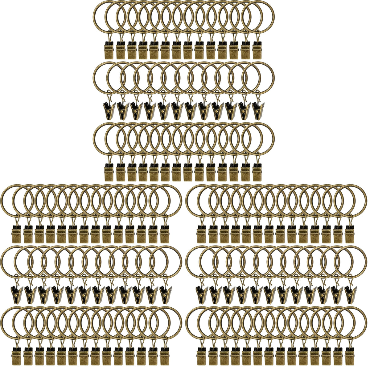 40 Pack Curtain Rings with Clips, Drapery Clips with Rings, Drapes Rings 1.26 in Interior Diameter, Fits up to 1 in Curtain Rod, Black