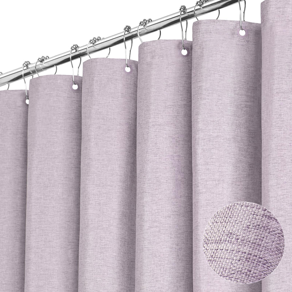 BTTN Beige Linen Textured Waterproof Cloth Shower Curtain Set, 72x72, Cream