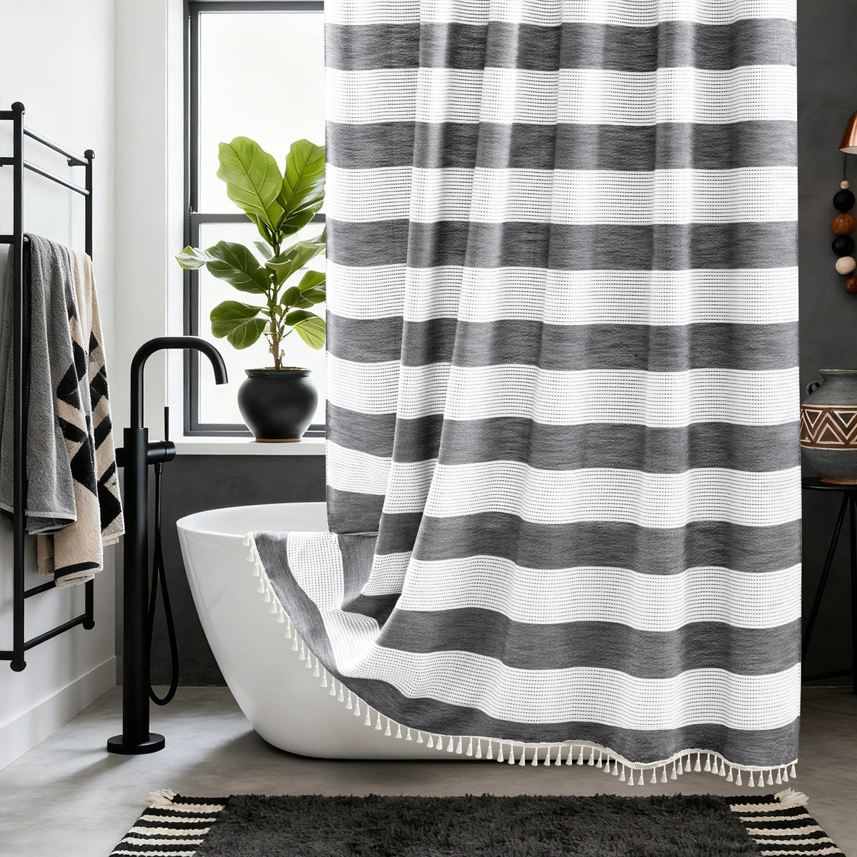 Seenus Natural Sage Green Linen Look Fabric Shower Curtain, Heavy Duty Faux Linen Textured Shower Curtain Water-Resistant, 72 x 72 Inch Soothing Forest Green Farmhouse Bathroom Decor Shower Curtains