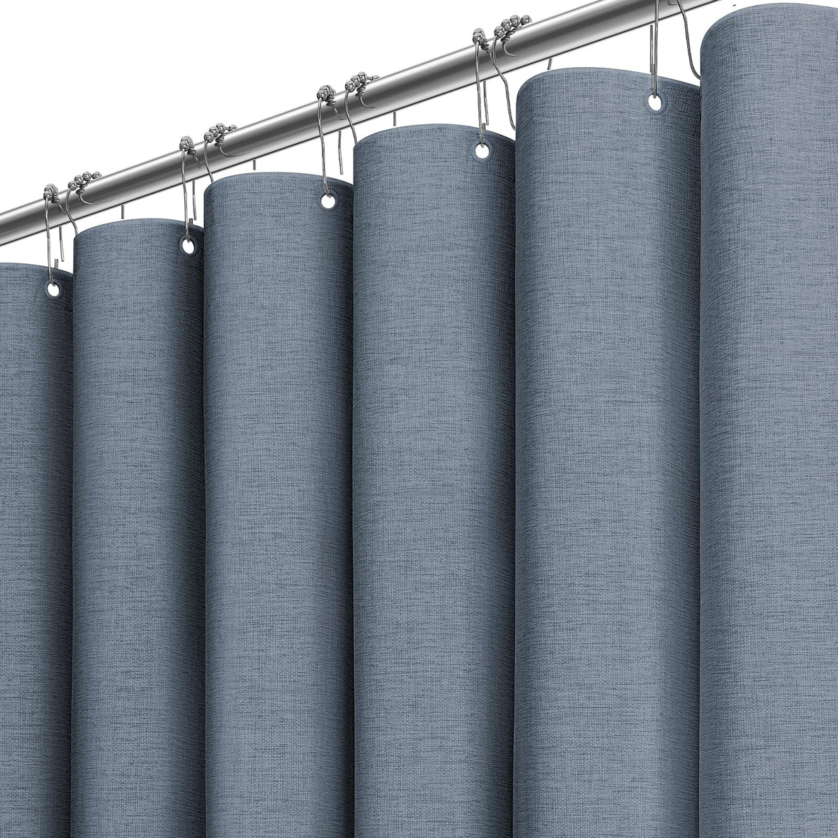 BTTN Beige Linen Textured Waterproof Cloth Shower Curtain Set, 72x72, Cream