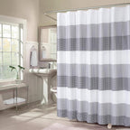 Dainty Home Ombre Waffle Weave Shower Curtain 70 x 72 Grey Textured Fabric Shower Curtain, Hotel Style Waffle Weave Bathroom Curtain, Water Resistant Polyester Ombre Shower Curtain