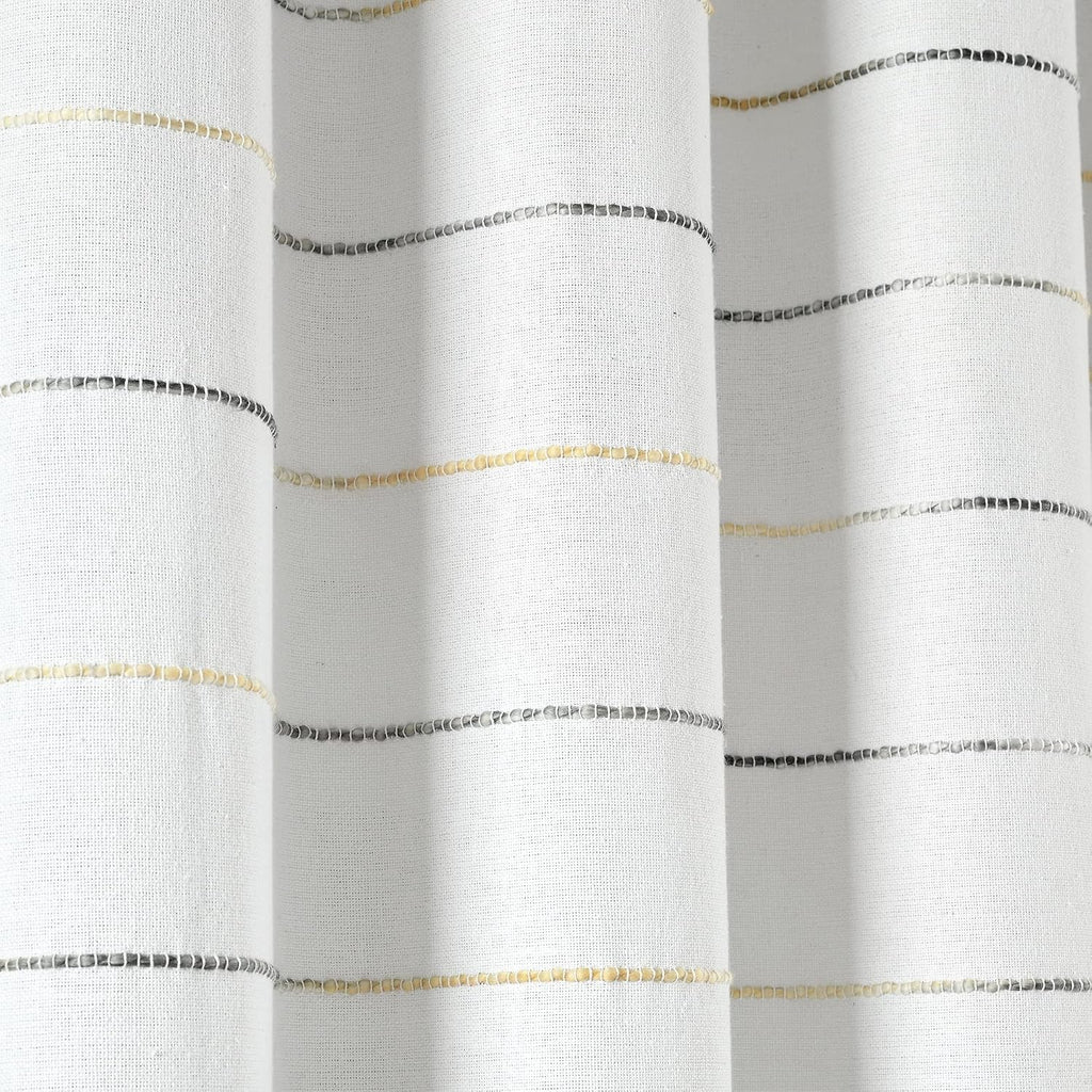 Lush Decor Ombre Stripe Yarn Dyed Cotton Shower Curtain, 72" W x 72" L, Navy & Multi - Fabric Shower Curtains - Striped Bathroom Curtain - Farmhouse & Coastal Decor