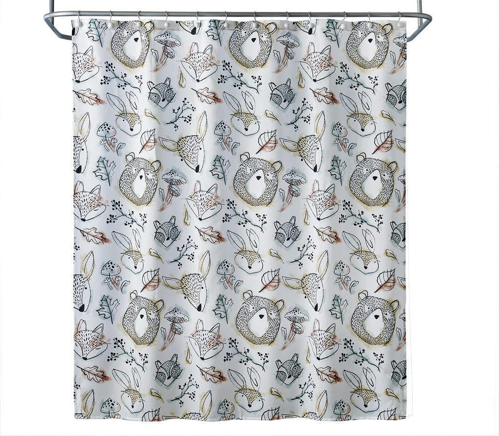 SKL Home The World Map Waterproof PEVA Shower Curtain, Clear/Multi