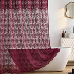 TUDECO Lace Brown Shower Curtain with Attached Valance, 72 x 72 Inch