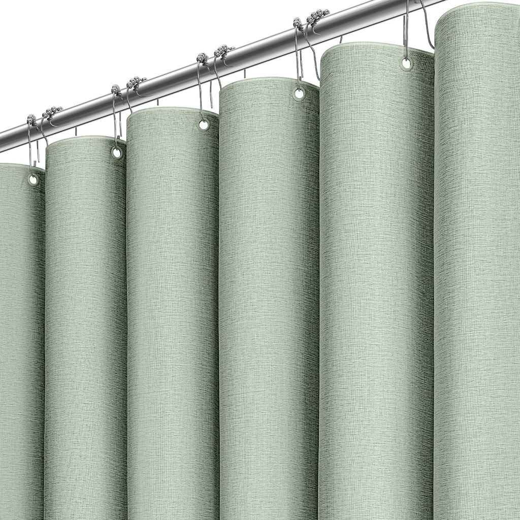 BTTN Beige Linen Textured Waterproof Cloth Shower Curtain Set, 72x72, Cream