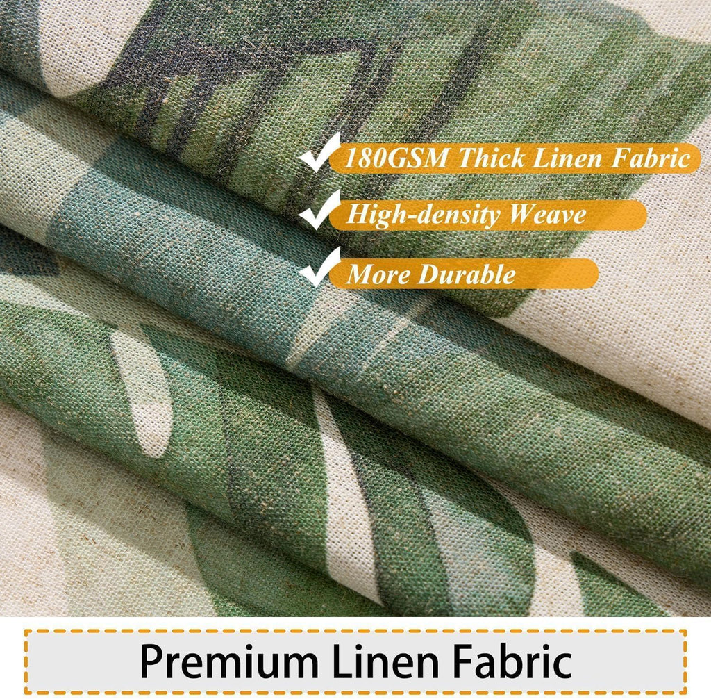 Baccessor Linen Shower Curtain Tropical Green Leaf Shower Curtains Botanical Banana Monstera Leaf Palm Tree Water Repellent Heavy Duty Fabric Cloth Shower Curtain for Bathtubs Hotel 72 W X 72 L Inch