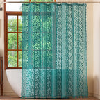 WAZZIO Dark Sage Green Lace Shower Curtain,Boho Chic Style,72 x 72 in