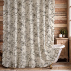 Farmhouse Floral Vintage Shower Curtain for Bathroom, Black and Tan Taupe