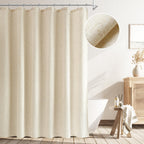 Naturoom Linen Shower Curtain 72 Inch Long for Bathroom Beige 1 Panel