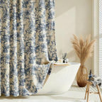 Farmhouse Sage Green Floral Shower Curtain with 12 Clear Rings 72"W x 72"L