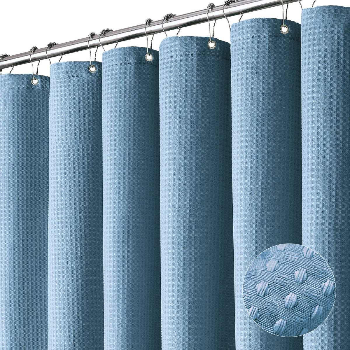 Dynamene Waffle Shower Curtain 256 GSM Heavy Duty Fabric 72"x72" Black