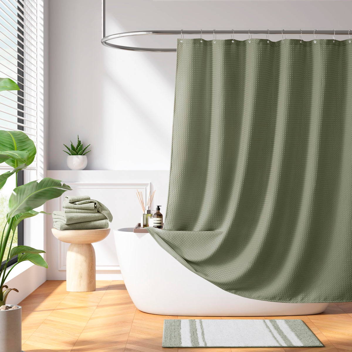 Madison Park Spa Waffle Shower Curtain for Bathroom, 72 x 72, Grey