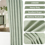 Seenus Natural Sage Green Linen Look Fabric Shower Curtain, Heavy Duty Faux Linen Textured Shower Curtain Water-Resistant, 72 x 72 Inch Soothing Forest Green Farmhouse Bathroom Decor Shower Curtains