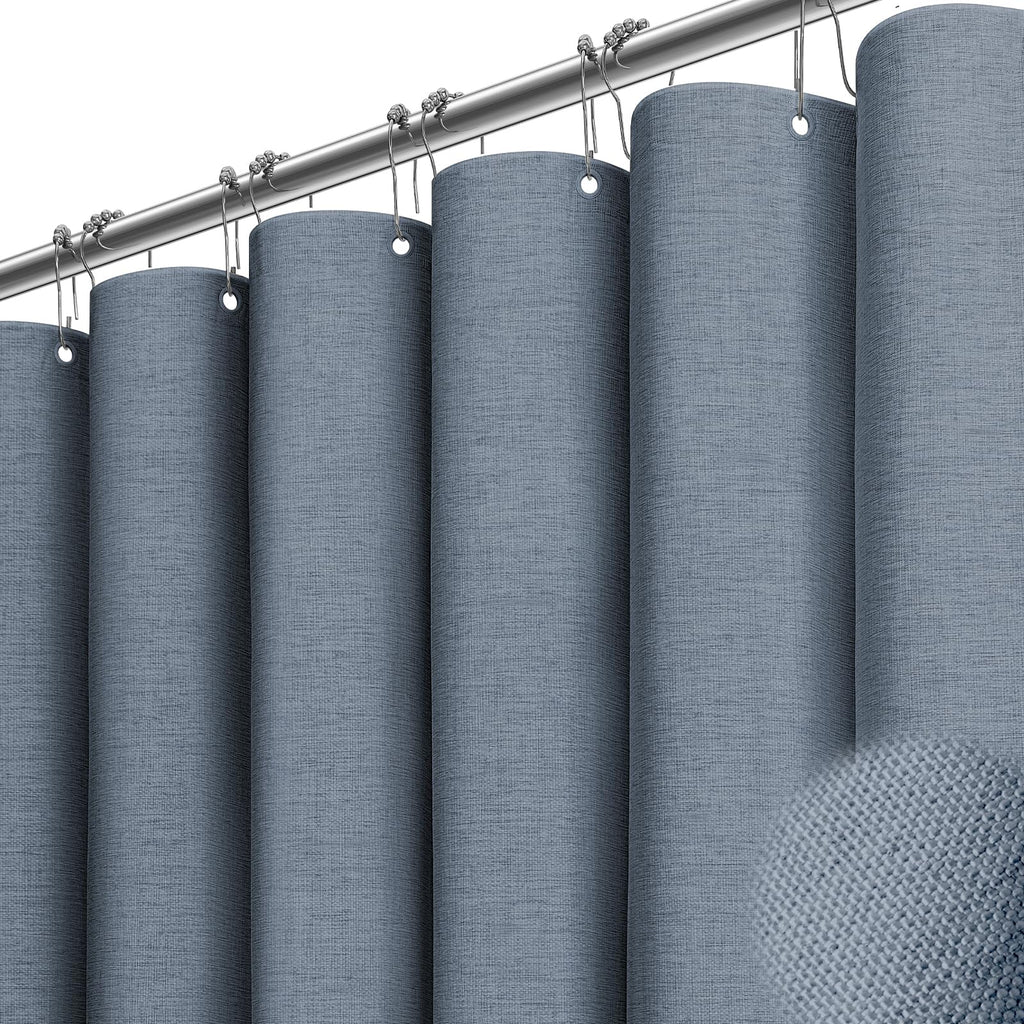 BTTN Beige Linen Textured Waterproof Cloth Shower Curtain Set, 72x72, Cream