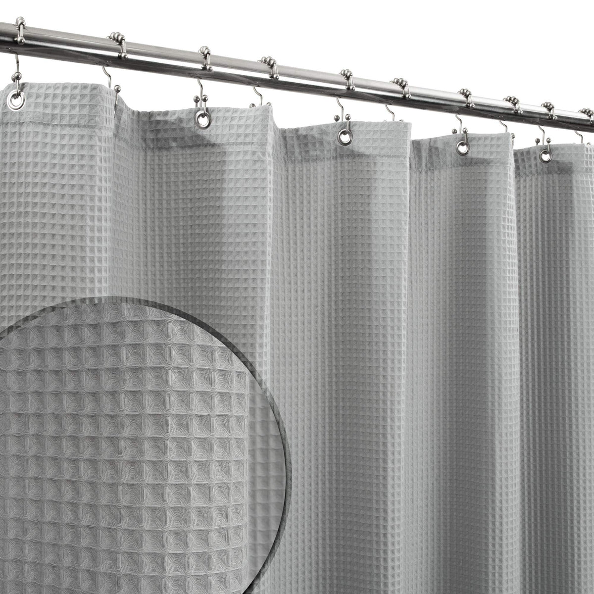 Barossa Design Waffle Weave Extra Long Shower Curtain White, 72x84