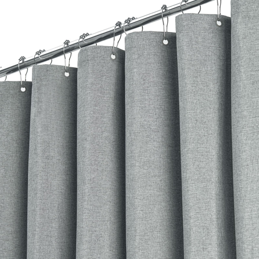 BTTN Beige Linen Textured Waterproof Cloth Shower Curtain Set, 72x72, Cream