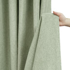Seenus Natural Sage Green Linen Look Fabric Shower Curtain, Heavy Duty Faux Linen Textured Shower Curtain Water-Resistant, 72 x 72 Inch Soothing Forest Green Farmhouse Bathroom Decor Shower Curtains