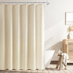 Naturoom Linen Shower Curtain 72 Inch Long for Bathroom Beige 1 Panel