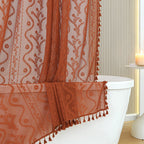 WAZZIO Dark Sage Green Lace Shower Curtain,Boho Chic Style,72 x 72 in