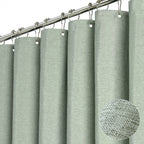 BTTN Beige Linen Textured Waterproof Cloth Shower Curtain Set, 72x72, Cream