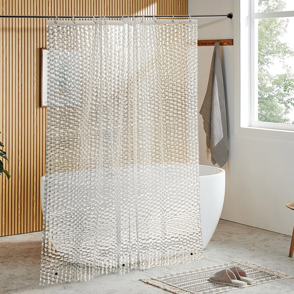 NTBAY EVA Shower Curtain Liner, 72 x 72, 6 Gauge, Clear Water Cube