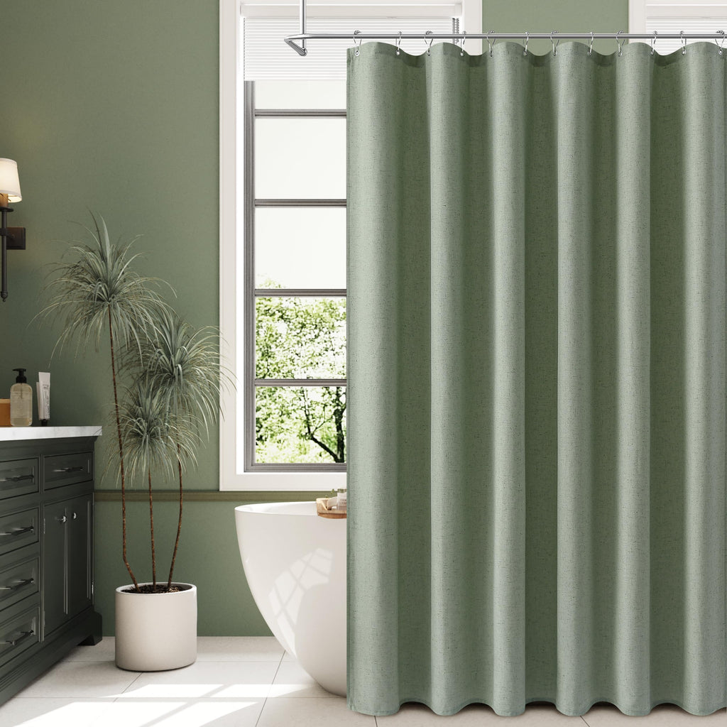 Naturoom Linen Shower Curtain 72 Inch Long for Bathroom Beige 1 Panel