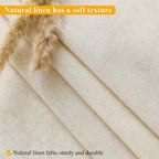 Jowels No Hooks Natural Linen Fabric Shower Curtains for Bathroom 72 Inches