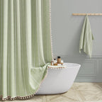 BTTN Cream Boho Farmhouse Linen Heavy Duty Shower Curtain Set, 72x72, Beige