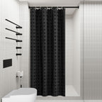 Extra Long Green Boho Shower Curtain Woven Fabric Cute 84 Inch Shower Curtain, 72 x 84 Tufted Pleat Floral Puffs Textured Modern Farmhouse Minimalist Shower Curtain Set with Hooks for Bathroom